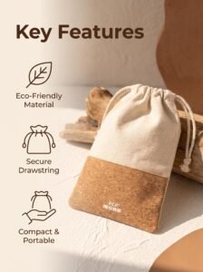 Eco More Cork & Cotton Two Tone Drawstring Pouch rpet eco penguin plush backpack