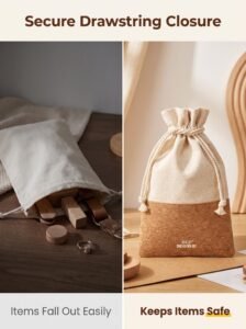 Eco More Cork & Cotton Two Tone Drawstring Pouch rpet eco penguin plush backpack