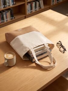 Eco More Cork & Cotton Two Tone Tote Bag rpet eco more drawstring pouch (cork & cotton)