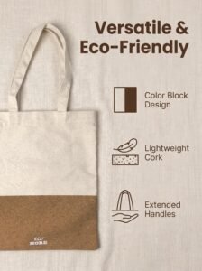 Eco More Cork & Cotton Two Tone Tote Bag rpet eco more drawstring pouch (cork & cotton)
