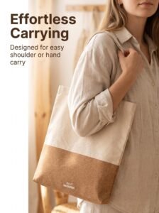 Eco More Cork & Cotton Two Tone Tote Bag rpet eco more drawstring pouch (cork & cotton)
