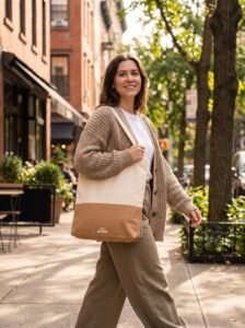 Eco More Cork & Cotton Two Tone Tote Bag rpet eco more drawstring pouch (cork & cotton)