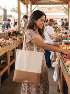 Eco More Cork & Cotton Two Tone Tote Bag rpet eco more drawstring pouch (cork & cotton)