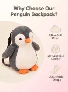 rpet eco penguin plush backpack