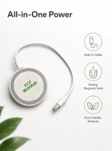eco more natural wheat straw magnetic wireless charger