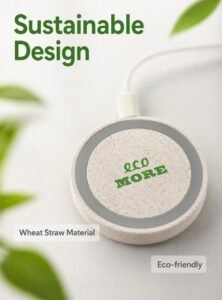 eco more natural wheat straw magnetic wireless charger