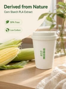 eco more pla corn starch based biodegradable travel coffee cup