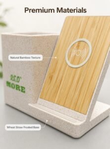 eco more natural wheat 2 in 1 wireless charger pen holder desktop organizer