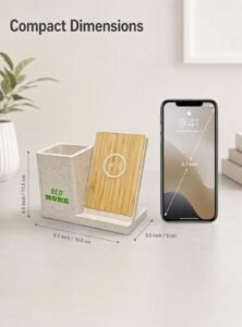 eco more natural wheat 2 in 1 wireless charger pen holder desktop organizer