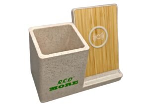 eco more natural wheat 2 in 1 wireless charger pen holder desktop organizer