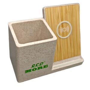 eco more natural wheat 2 in 1 wireless charger pen holder desktop organizer